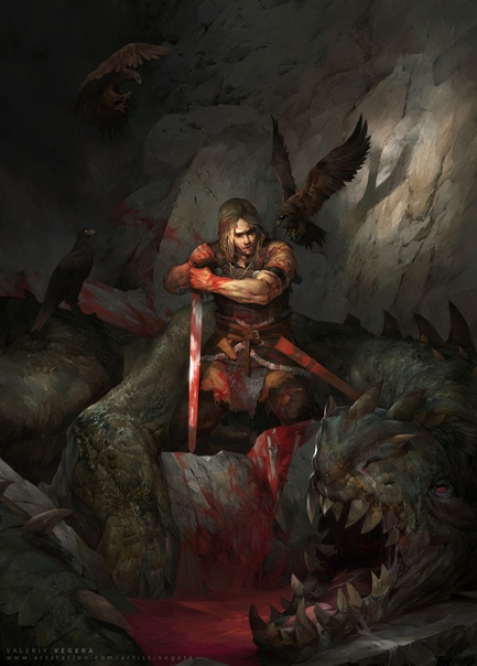 Sigurd and Fafnir by #ValeriyVegera