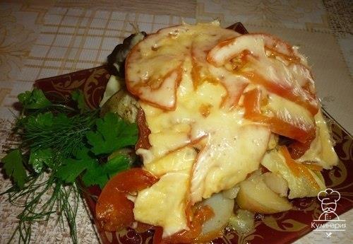 Овощи, запеченные слоями в мультиварке