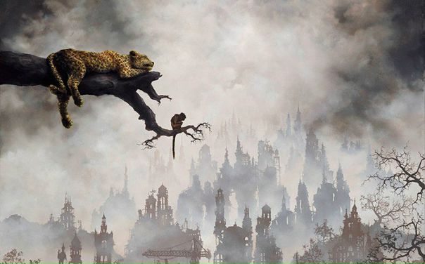 Картины Брайана Мэшберна (Brian Mashburn) и красивые, и отталкивающие одновременно. Разрушающиеся города, мрачный мир потерянных людей и торжества природы над цивилизацией. #art#painting