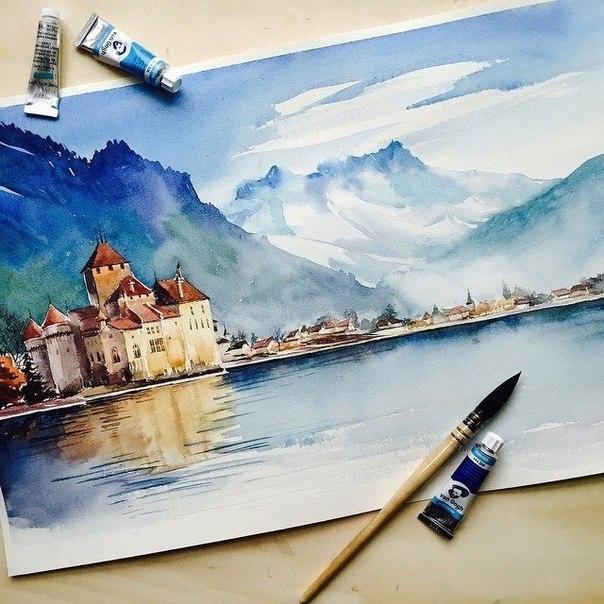 Нежная акварель от Lena Degtiarenko