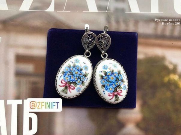 Серьги в технике Финифть. Ручная работа.