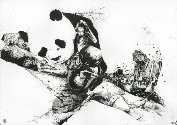 Особенностью работ Саймона Прэдса (Simon Prades) являются маленькие спрятанные детали. Свои работы он создает чернилами, карандашами и акварелью.