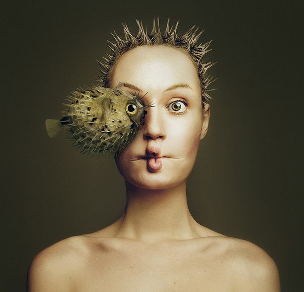 Фотограф из Венгрии Флора Борси (Flora Borsi) создала серию зрелищных фотоманипуляций, где она объединила свои портреты с образами различных животных.