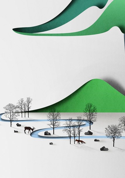 Молодой эстонский художник и дизайнер Эйко Ояла (Eiko Ojala) работает в стиле paper art, когда бумага становится не только холстом, но и материалом. Самым сложным в работе Эйко считает обработку картинок тенями, которые придают изображениям 3D эффект. Его объемные картины затрагивают разные сферы общества — от спорта, поп-культуры и до религии.