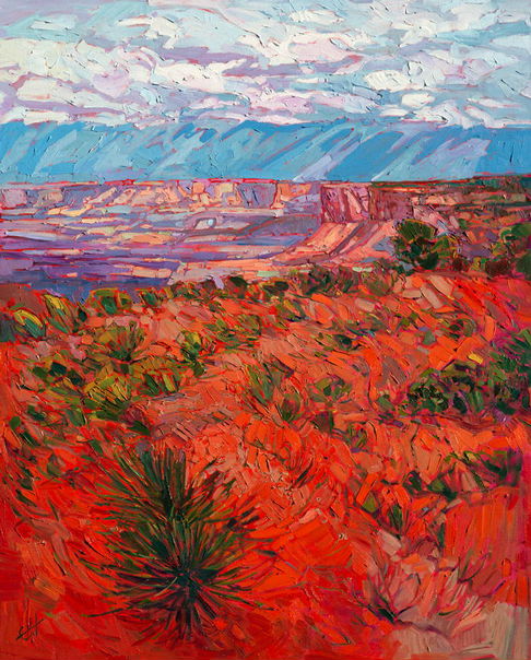 Эрин Хэнсон (Erin Hanson) родилась в глубинке США. В возрасте 8 лет девочке настолько понравилось рисовать, что она решила непременно стать художницей. Спустя 15 лет, став выпускницей Университета Искусств, Эрин начала продавать свои картины и проводить персональные выставки.