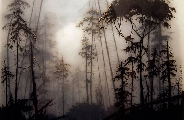 Калифорнийский художник Брукс Шейн Зальцведель (Brooks Shane Salzwedel) - очень яркая личность в созвездии современных художников. Талантливый и загадочный, как и его невероятные работы, художник работает в технике mixed media и создает фантастические туманные пейзажи, в которые хочется вглядываться бесконечно. 
