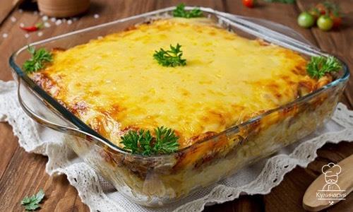 Запеканка с мясным фаршем и картофелем: