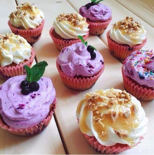 Черничные капкейки 